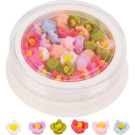 1 Box Nail Flowers Portable Colorful 3D Three Dimensional Mini Flower DIY Nail Decorations (1/5)
