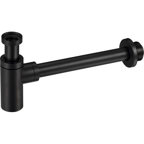 Universeller schwarzer Spülbecken-Siphon, Edelstahl-Siphon, 1 1/4 x 32 mm, Mattschwarz