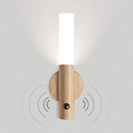 Ineasicer LED-Wandleuchte, Wandleuchte aus Holz, Wandleuchte mit Bewegungsmelder, USB-aufladbar, kabellos, magnetisches Nachtlicht, warmweißes Licht (1/5)