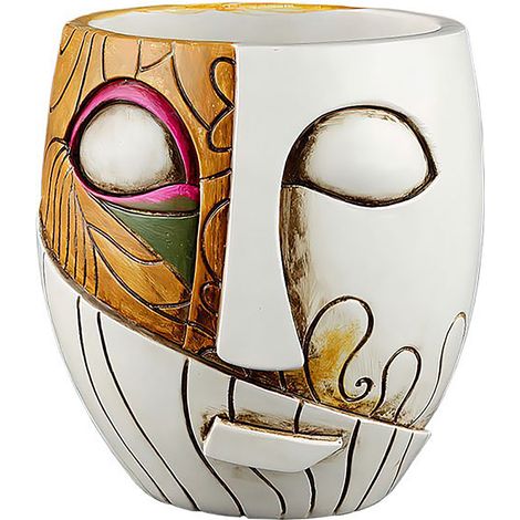 Pot de fleurs céramique motif visage design créatif décoration jardin balcon résine ornement végétal original (1/5)