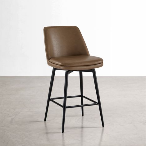 Pack de 2 Taburetes de Bar, en PU, Giratorios 360° Altura 96 cm, para Bares y Cocina (1/5)