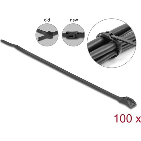 Brida para cables con cabeza plana LA 370 x AN 7,6 mm 100 piezas negro