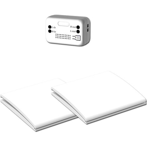 Interrupteur sans fil, sans câblage, sans pile, à génération manuelle d’énergie, portée effective intérieure jusqu’à 80 mètres, étanche, sûr, écologique, facile à installer. (2 To 1)