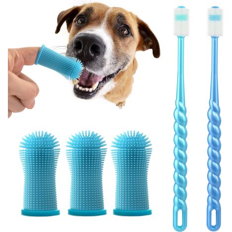 Brosse à Dent Chien, 360° Brosses à Doigts pour Animaux, Rafraîchit l'Haleine (1/5)