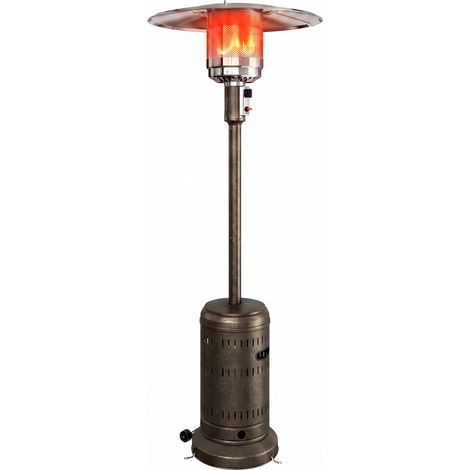 Chauffage extérieur terrasse - Outsunny - portable 13 kw, niveaux de chauffe réglables - métal - 82x82x223cm - marron foncé (1/5)