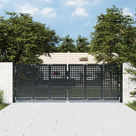 Portail de jardin anthracite 300 x 125 cm acier (1/5)