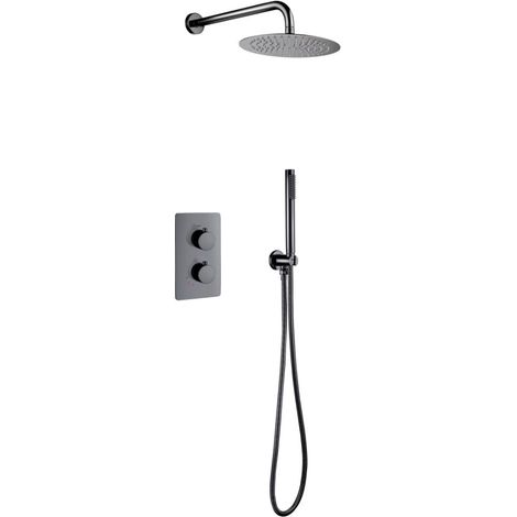 Unterputz Regendusche 25 cm Komplettset mit Wandbrausekopf Arm Grau Gebürstet Unterputz Regendusche 25 cm Komplettset mit Wandbrausekopf Arm Grau Gebürstet (1/2)