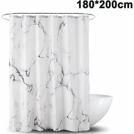 Rideau de douche en marbre, anti-moisissure, antibactérien, imperméable en polyester avec 12 anneaux de rideau de douche Impression numérique 3D, rideaux de douche pour baignoire et douche dans la sal (1/5)