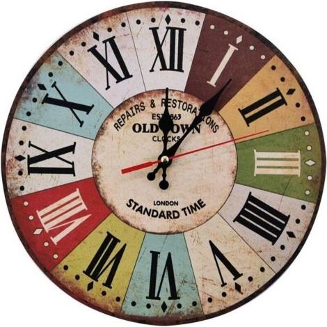 Horloge murale rétro européenne pastorale salon horloge murale décoration simple horloge murale en bois horloge murale à quartz (1/5)