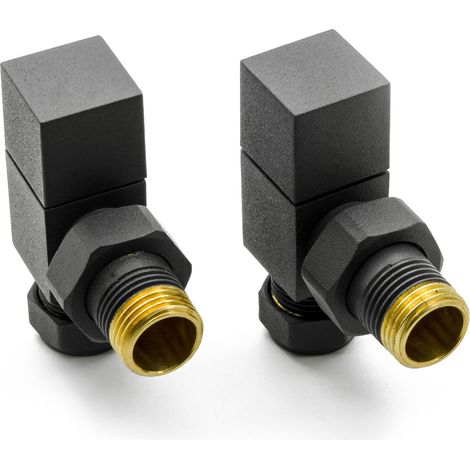 Reina Loge Angled Radiator Valves Pair - Anthracite