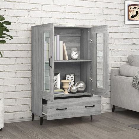 Buffet de Cuisine 70x31x115 cm, Meuble Rangement Gris en Bois d'Ingénierie, Armoire Étagère pour Salon et Salle à Manger (1/5)