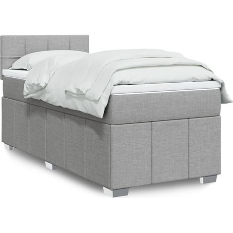 vidaXL Giroletto a Molle con Materasso Grigio Chiaro 80x200 cm Tessuto