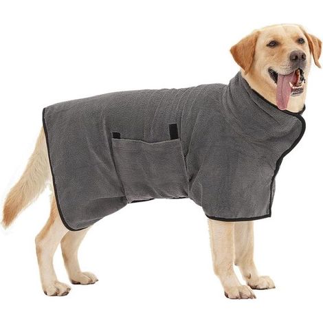 Accappatoio per cani in microfibra, super assorbente e ad asciugatura rapida, ideale per cani di taglia media e grande. (1/5)