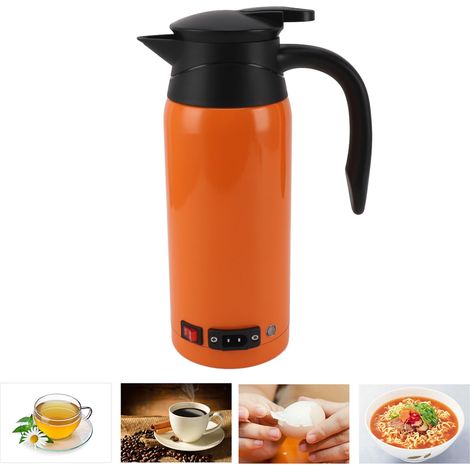 Hervidor eléctrico para coche (800 ml) fabricado en acero inoxidable 304, doble voltaje 12 V/24 V, calentamiento rápido con función automática y de mantenimiento del calor. (1/5)