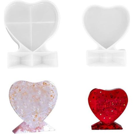 Moule Resine - Forme Coeur - Silicone Flexible - Pour Cadre Photo - 10 x 13,5 cm et 15,5 x 19 cm - Lot de 2 (1/5)