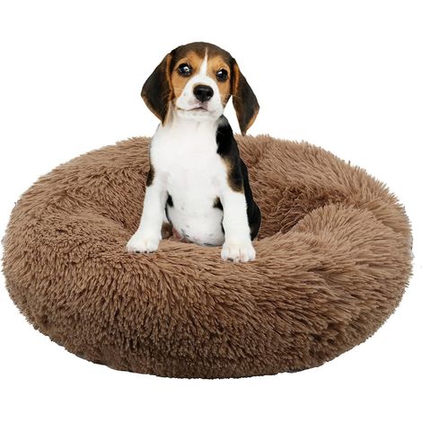 MINKUROW Cama Para Mascotas Para Gatos Y Perros Cama Redonda Para Perros De Felpa Cama Para Gatos Reutilizable (40 Cm, Caqui) (1/5)