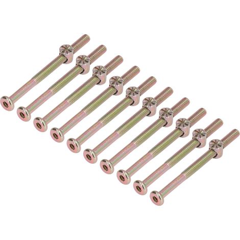 10 Kits de vis à tête cylindrique hexagonale M6 en acier inoxydable galvanisé pour assemblage de meubles et lits bébé, Quincaillerie M6x80mm (1/5)