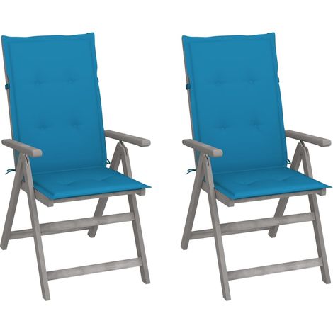 Verstellbare Gartenstühle 2 Stk. mit Auflagen Massivholz Akazie