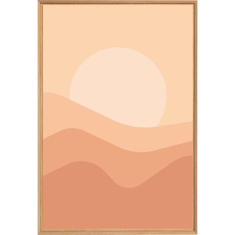 Tableau mural encadré illustration soleil couchant 65x97 cm - Tableau Mural Décoratif - Image Encadrée Imprimée en HD - Impression 65x97 cm sur Fibres de Bois FSC - Finition Mate - Fabriqué en France (1/5)