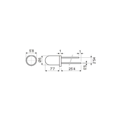 Diodo LED ROJO  5mm 1500mcd 2Vdc (1/2)