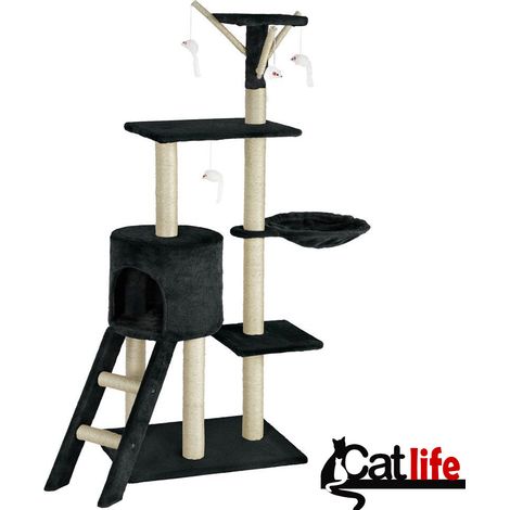 Tiragraffi per Gatti Albero Sisal Parco Giochi Gioco x Gatto Tira Graffi Nero