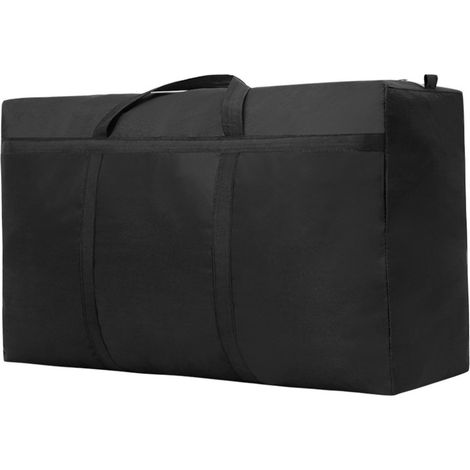 Große Einkaufstasche - 2 Reißverschlüsse - Polyester - Wäschesack - Groß - Einkaufstasche mit Reißverschluss - Aufbewahrungstasche und Organizer für Bettdecken und Kleidung - 75 x 48 x 28 cm - Schwarz (1/5)
