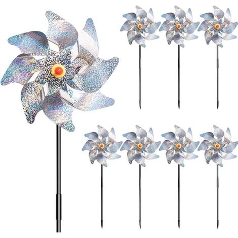 8PCS Moulin à Vent réfléchissant,Moulins à Vent Anti-Oiseaux,Anti-Oiseaux pour protéger Le Jardin,Répulsif Anti-Oiseaux réfléchissant