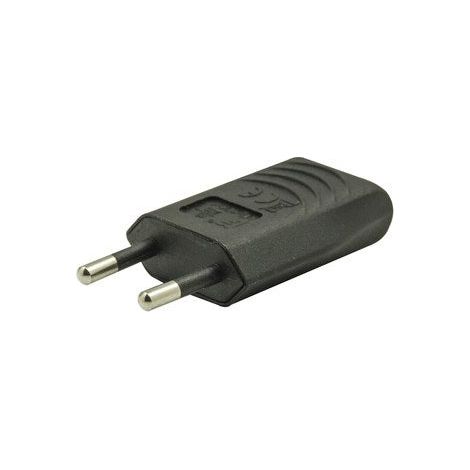 SANS MARQUE Fiche électrique mâle 2 pôles, connexion sur le côté, 6 A, noir