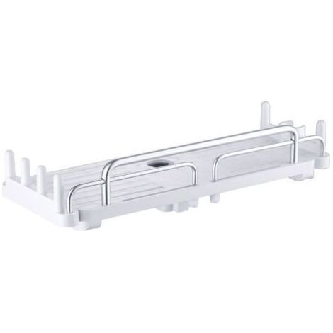 Étagère de Douche télescopique 28-44 cm, Suspendre pour Salle de Bain sans perçage, étagère de Rangement pour Barre de Douche de 18 à 25 mm (Blanc) (1/5)
