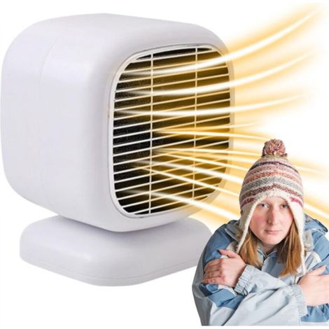 Radiateur soufflant portatif avec minuterie, radiateur basse consommation, chauffage électrique rapide, protection contre les surcharges, Blanc (1/5)