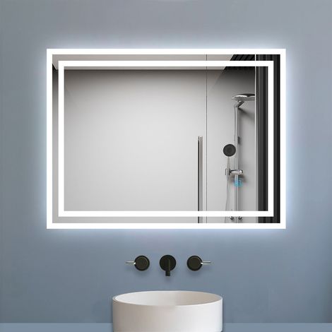Biubiubath 900x700mm Bathroom Mirror with LED Lights Touch Sensor Demister