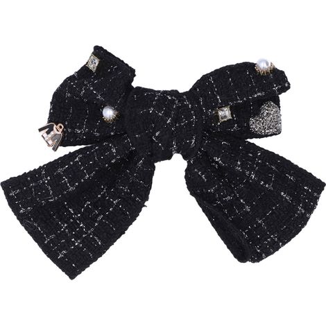 Pince à cheveux noire, arc sécurisé, inodore, exquise, belle, décoration accessoire capillaire pour fête usage quotidien (1/5)