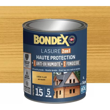 Lasure 2en1 BONDEX Haute Protection 5ans Chêne Clair Mat velouté 1 L (1/2)