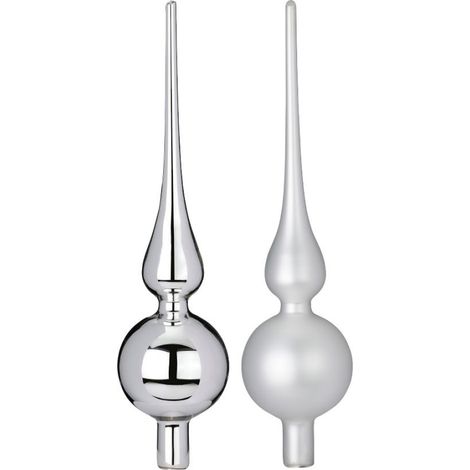 PUNTALE PER ALBERO FROSTY SILVER VETRO 28 CM PREZZO CADUNO INDICARE IL MODELLO