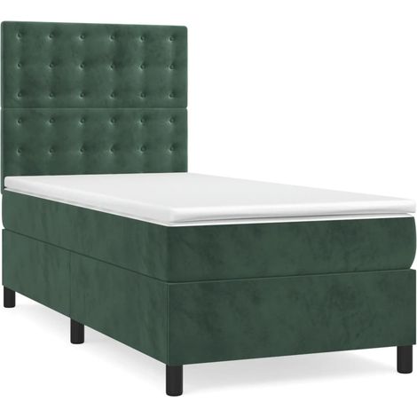 Lit simple,Lit adulte,Sommier à lattes de lit et matelas Vert foncé 80x200 cm Velours CFW8479217 (1/5)