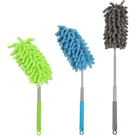 WOVTE 3PCS Brosses à Epousseter en Microfibre, Plumeau Télescopique Pliable pour nettoyer le ventilateur de plafond, voiture, (1/4)