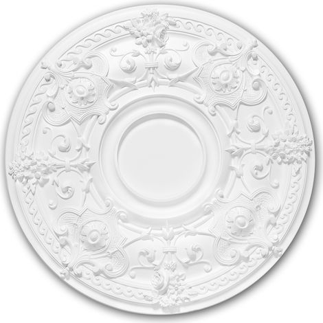 Ceiling Rose 156040 Profhome Ceiling Decoration Medallion Rosette Decorative Element Neo-Empire style white Ø 70.7 cm