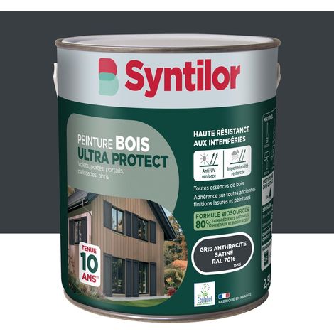 Pintura para madera de exterior Ultra Protect SYNTILOR, acabado satinado gris antracita, 2,5 L SYNTILOR (1/5)
