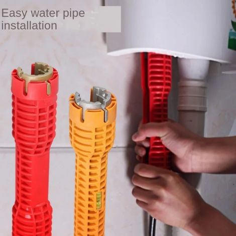 Clé sanitaire multifonctionnelle (rouge) pour le démontage du manchon de guidage du plancher pelvien, du robinet et de l'évier (outil d'installation sanitaire uniquement). (1/5)