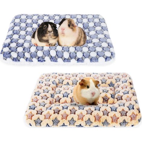Lot de 2 Tapis Lit Polaire Petit Animal Doux Lavable 35x27cm Hiver Cage Maison (1/5)