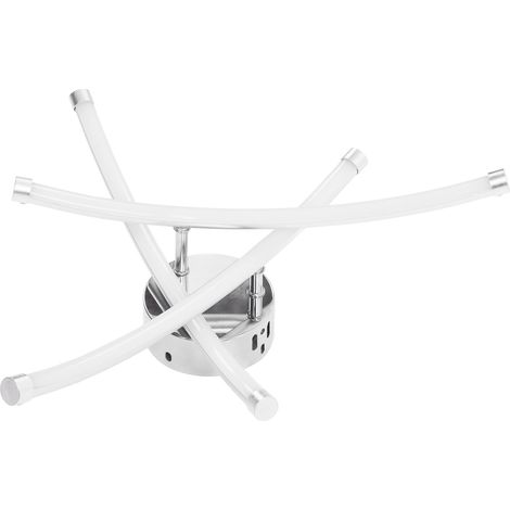 Plafonnier LED aluminium argenté 3 lampes courbées chaudes avec conducteur pour salon cuisine chambre 85-265V (1/5)