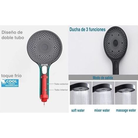 Pommeau de douche à main grand format 130 mm avec 3 buses (1/5)
