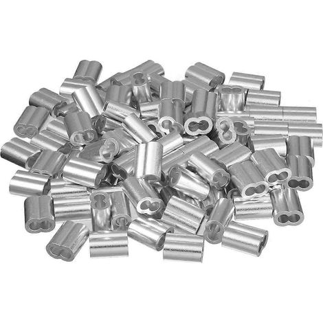 Manchons de serrage en aluminium pour câbles métalliques de 4 mm (5/32 po) de diamètre, 100 pièces (1/5)