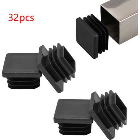 Tapón cuadrado de acero inoxidable negro para tubería, tapa de extremo cuadrada de plástico para tubería de acero galvanizado. (1/5)