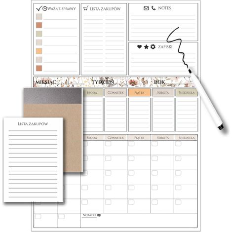 Planificador Calendario Grande Pizarra Magnética para el Refrigerador Marcador + Cuaderno