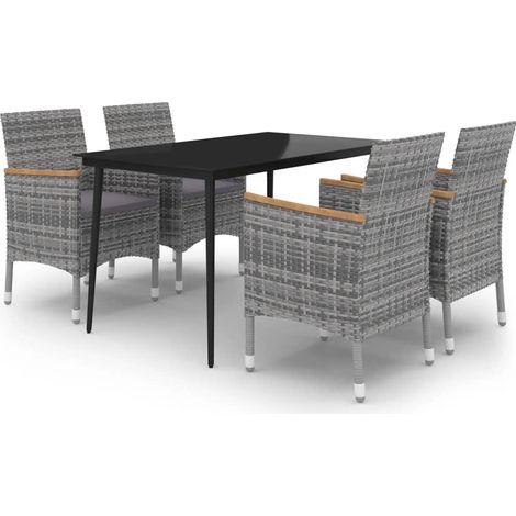 Maison Exclusive - 5-tlg. Garten-Essgruppe mit Auflagen Poly Ratt