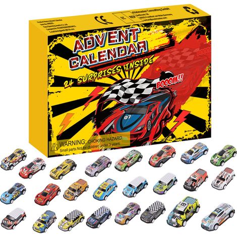 Auto-Adventskalender – 24-tägiger Weihnachtskalender mit 24 2D-Acryl-Autoanhängern – Weihnachtsbaumschmuck und Weihnachtsgeschenk für Kinder (1/5)