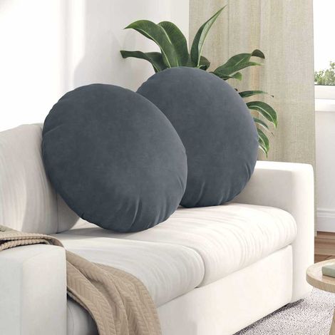 Sitzkissen 2 pcs Dunkelgrau Ø60 x 21 cm Samt
