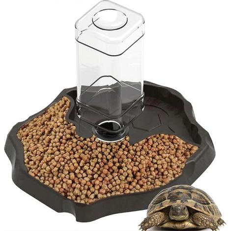 Distributeur d'eau pour Reptile, Mangeoire Gamelle Tortue Terrestre(Bouteille Incluse), Convient aux Tortues, lézards, Geckos, etc. (1/5)