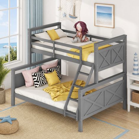 MEUBLIV Letto a castello 90x200/140x200 cm grigio, separabile in 2 letti, senza materasso (1/5)